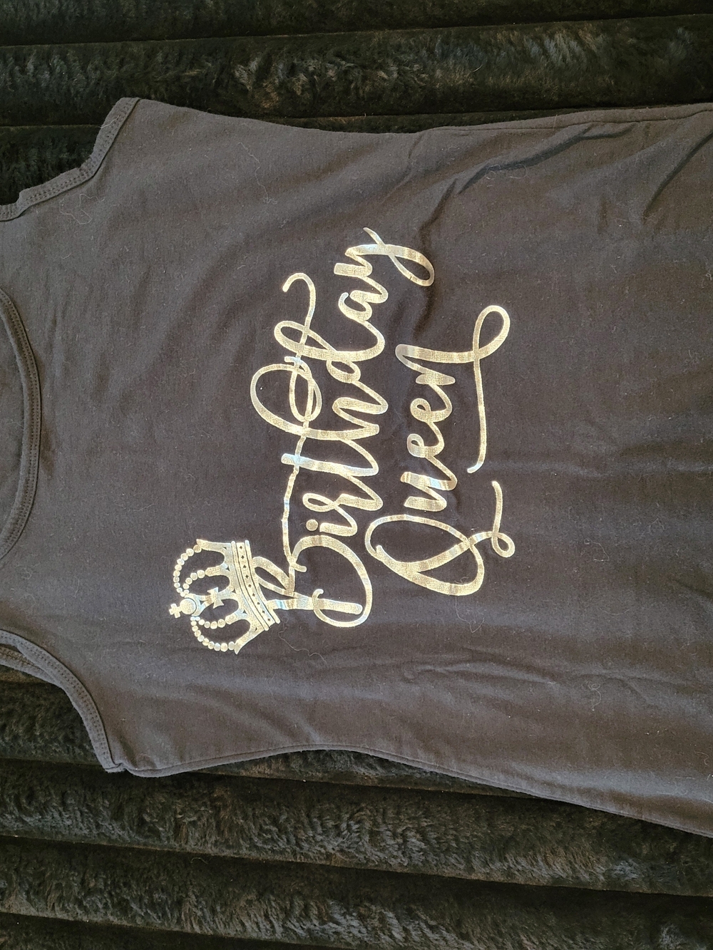 Birthday Queen Black Tank with Gold Script